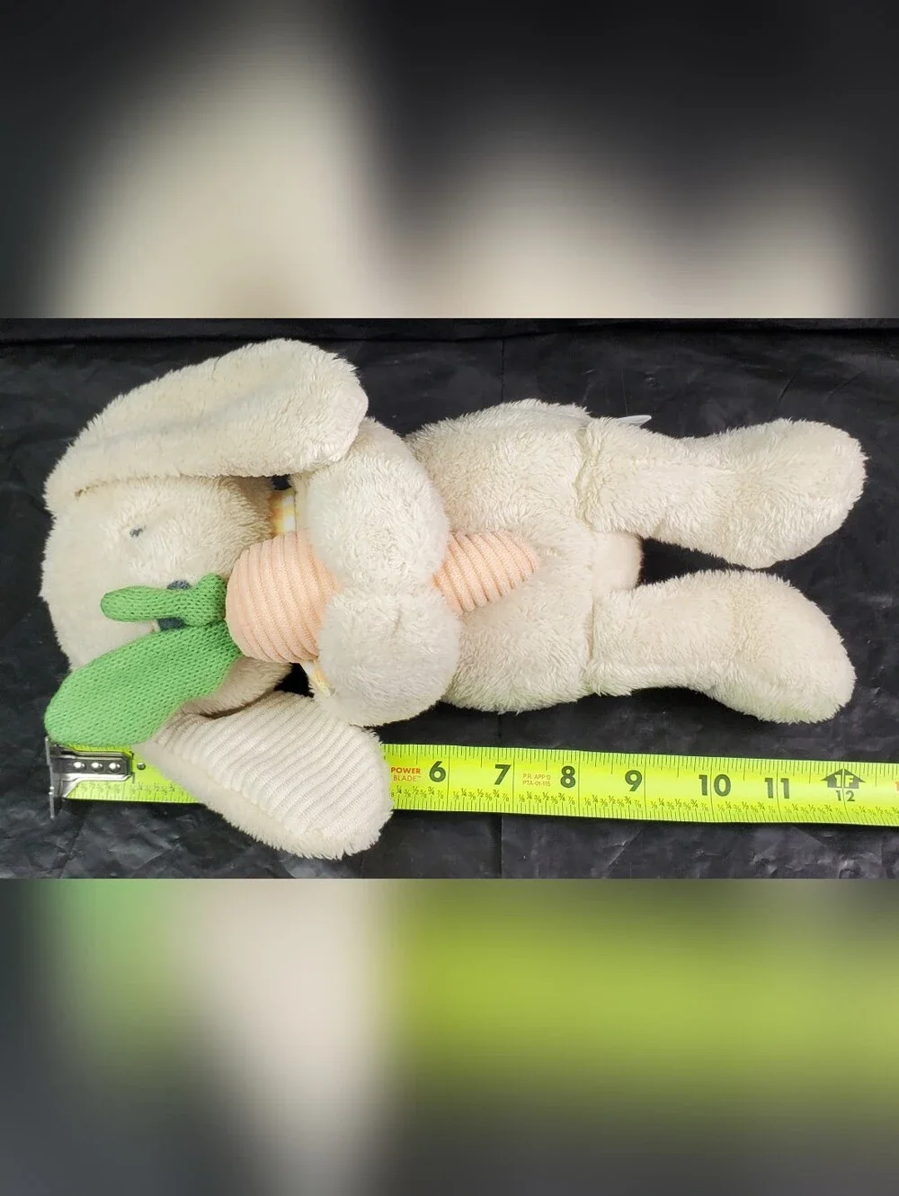 Cloud Island Cream Bunny w/ Carrot Rattle Stuffed Animal Plush Sewn Eyes - GUC
